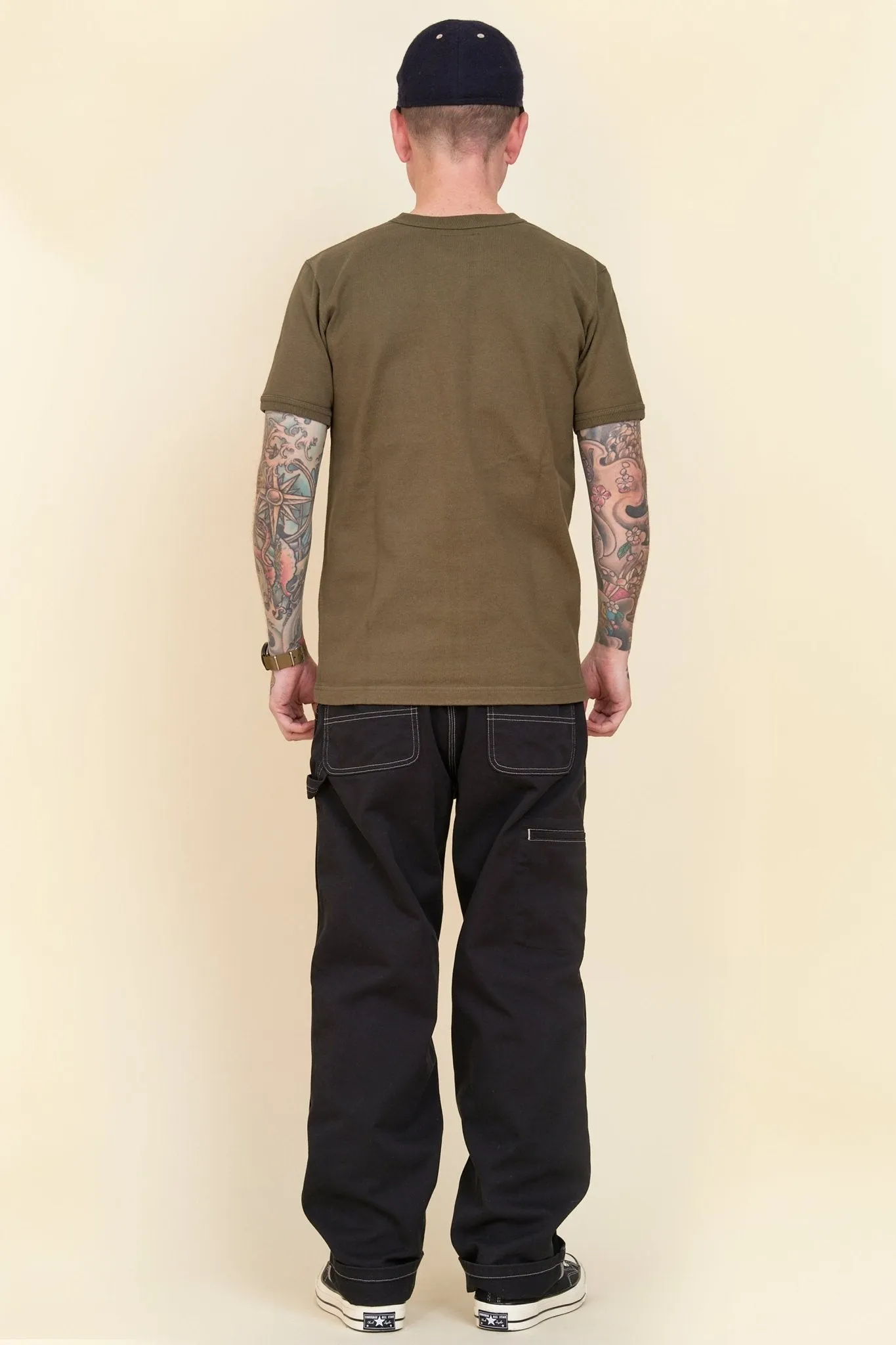 Iron Heart 11oz Cotton Knit Crew Neck T-Shirt - Olive