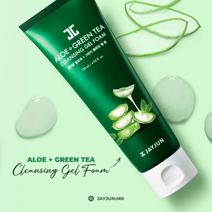 JAYJUN Aloe   Green Tea Cleanser Gel Foam غسول رغوي بالصبار والشاي الاخضر