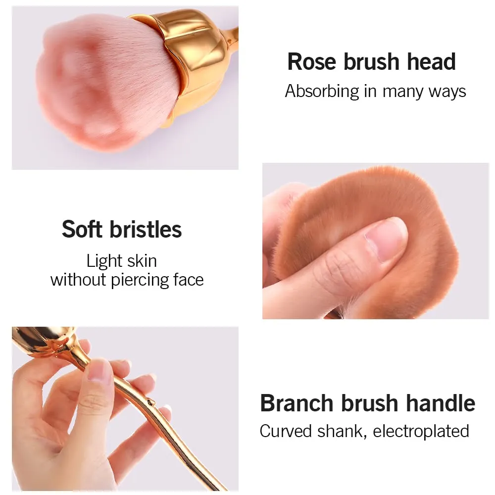 JERCLITY 2 Pieces Rose Makeup Brushes Blush Brush Super Large Face Powder Makeup Brushes for Powder Cosmetic Nail Dust Brush Loose Powder Brush Makeup Manicure Dust Remover Brush for Clean (Gold)