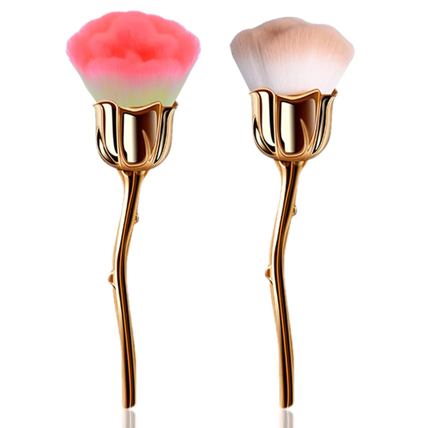 JERCLITY 2 Pieces Rose Makeup Brushes Blush Brush Super Large Face Powder Makeup Brushes for Powder Cosmetic Nail Dust Brush Loose Powder Brush Makeup Manicure Dust Remover Brush for Clean (Gold)