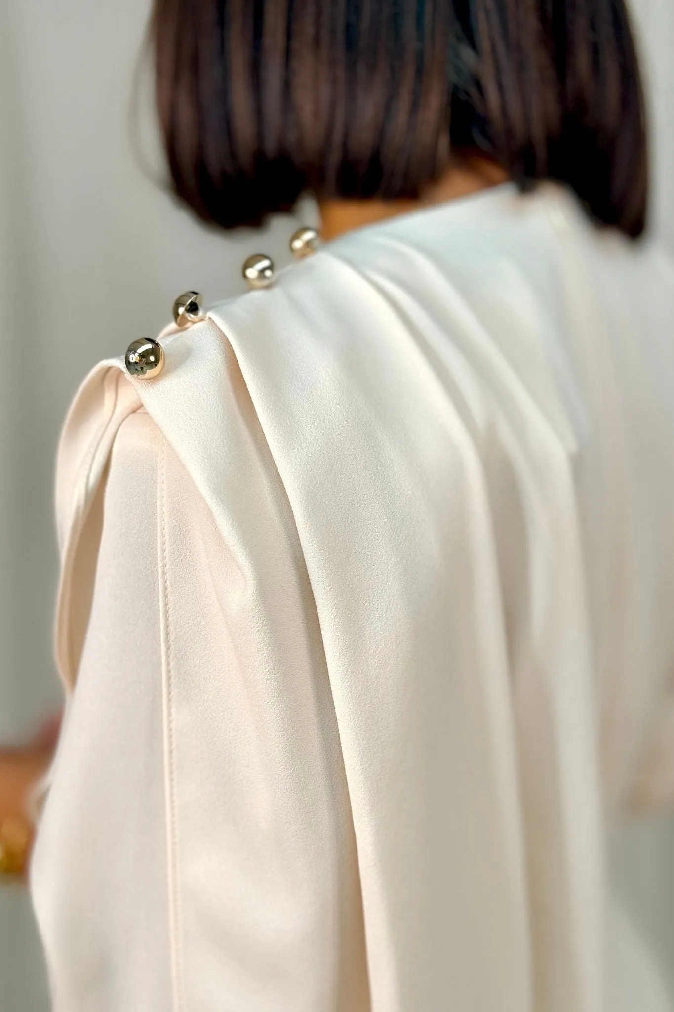Kayla Drape Shoulder Dress In Cream