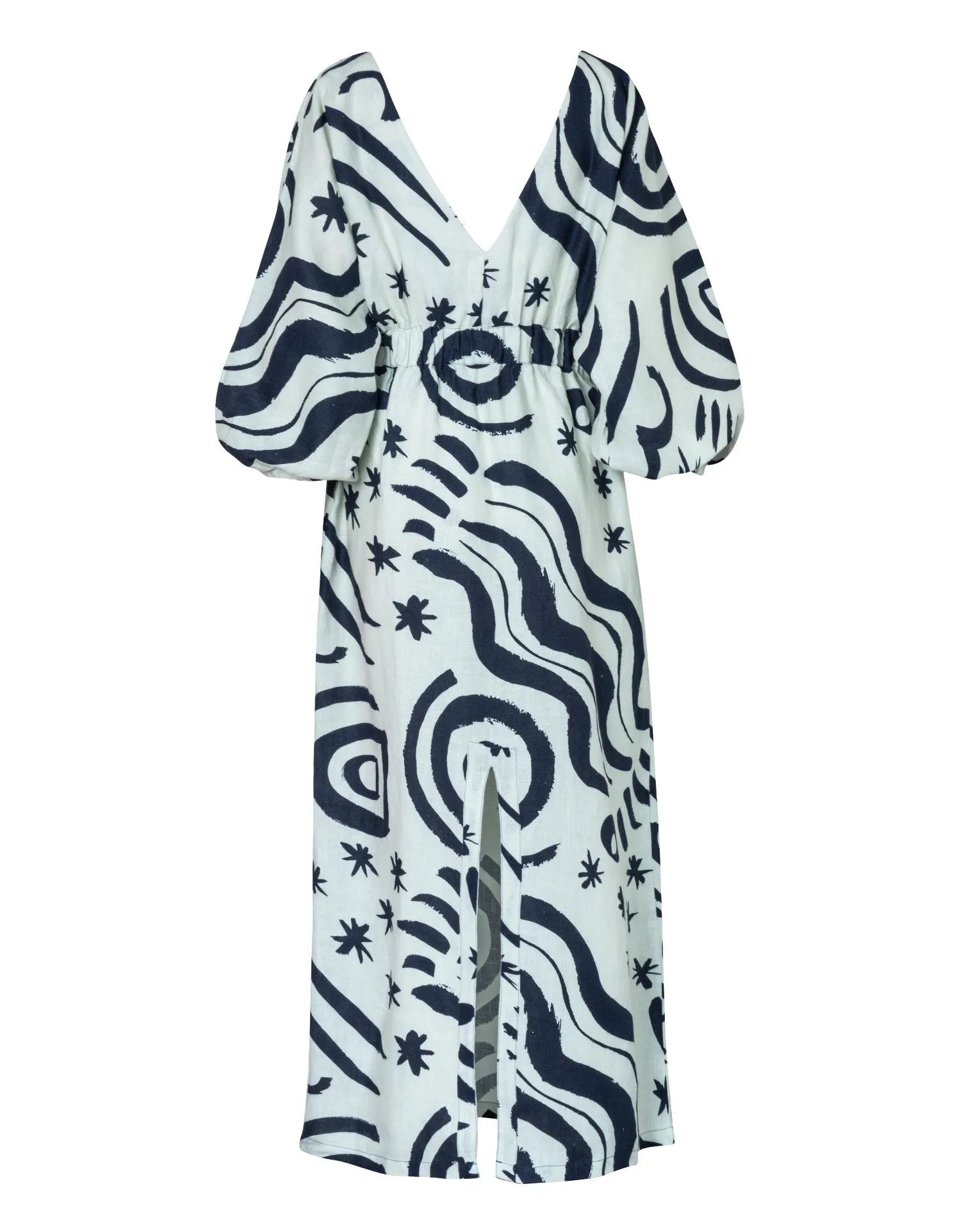 Lamia Linen Midi Dress, Wayuu Cream Print