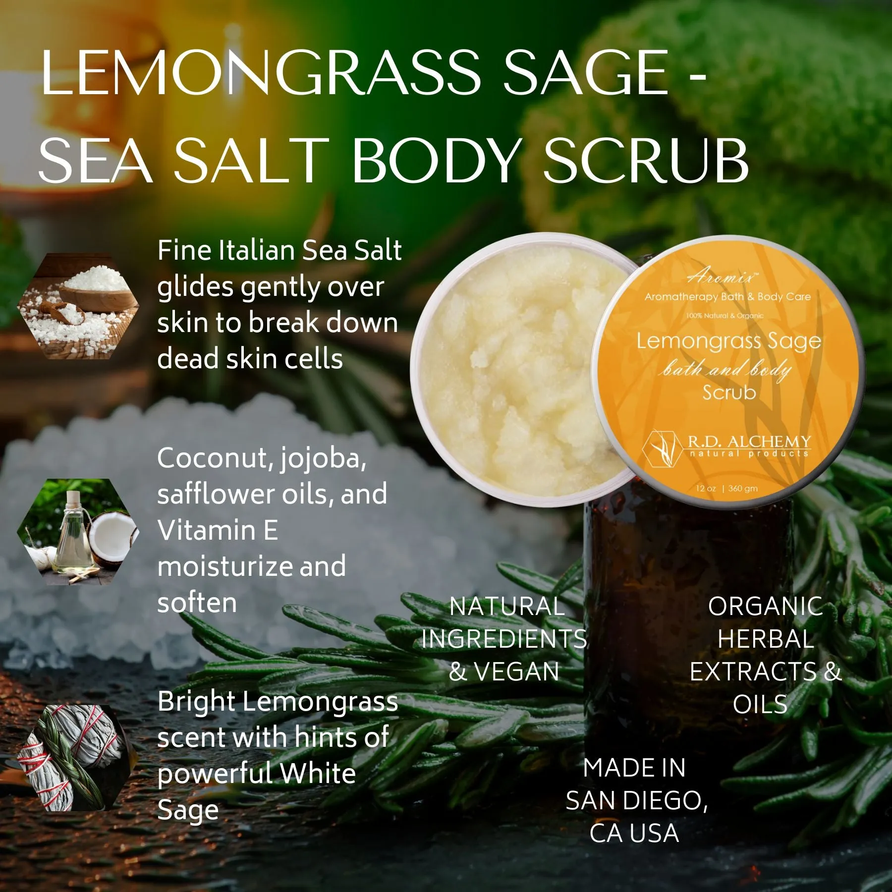 Lemongrass Sage- Sea Salt Body Scrub