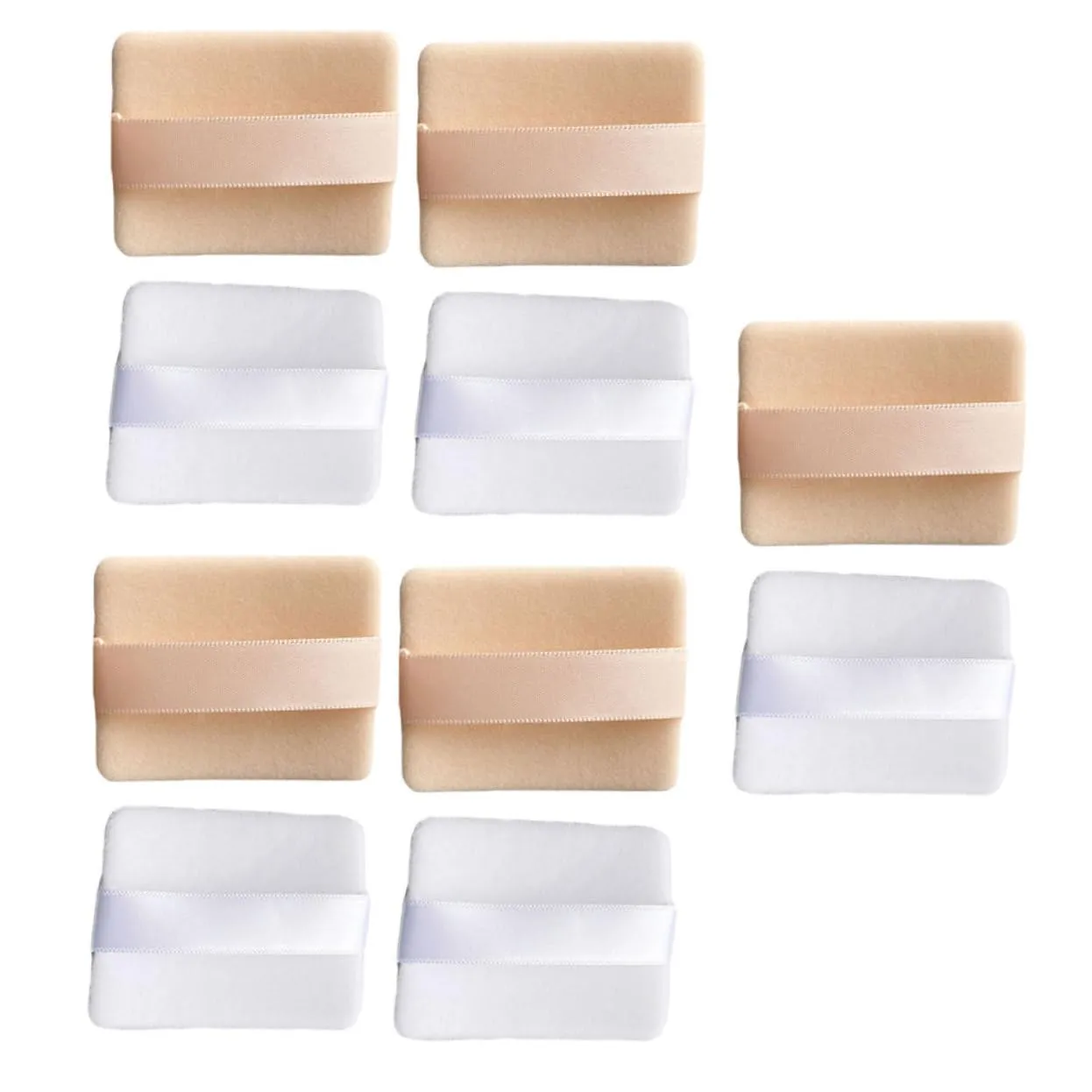 Loose Powder 10 Pack Rectangle Natural Sponge Makeup Puff for Face with Straps