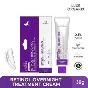 Luxe Organix Retinol   Bakuchiol Overnight Glow Gentle Treatment Cream - 30g
