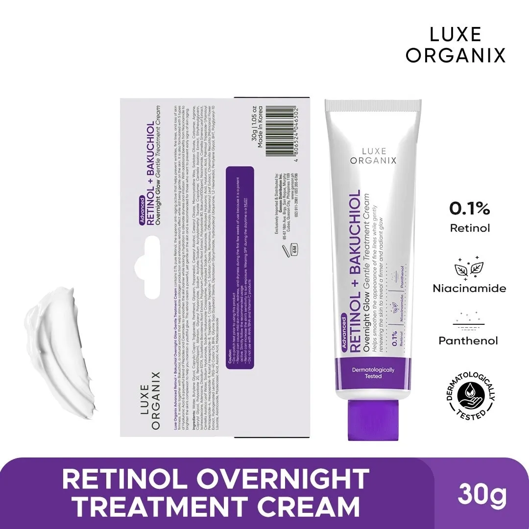 Luxe Organix Retinol   Bakuchiol Overnight Glow Gentle Treatment Cream - 30g