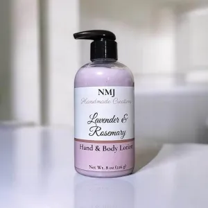 Luxurious Hand & Body Lotion: Silky Smooth Formula with Natural Oils, 8 oz, Lavender Rosemary Scent