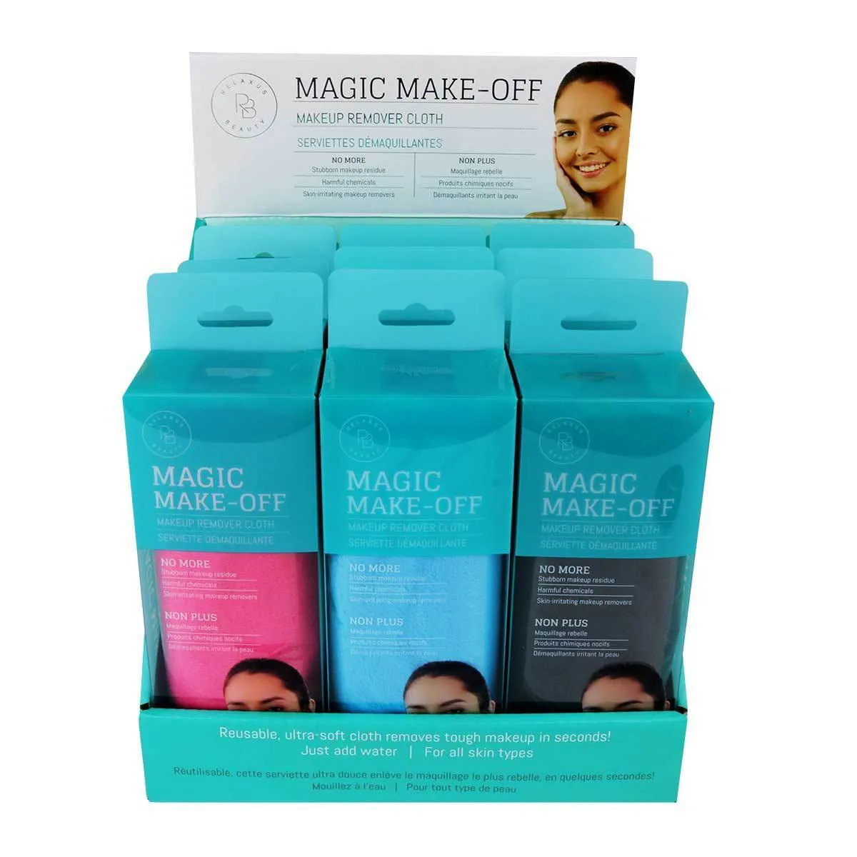 Magic Makeup Remover Cloths Displayer of 12