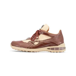 Mauri Sonic 8464/1 Men's Shoes Gold & Cream Exotic Crocodile / Patent Leather Casual Bubble Sneakers (MA5539)