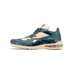 Mauri Sonic 8464/1 Men's Shoes Hunter Green & Cream Exotic Crocodile / Patent Leather Casual Bubble Sneakers (MA5540)