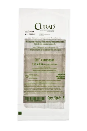 Medline CUR250383 Curad Oil Emulsion Dressing - 3 inch x 8 inch, 3 per pack, One pack