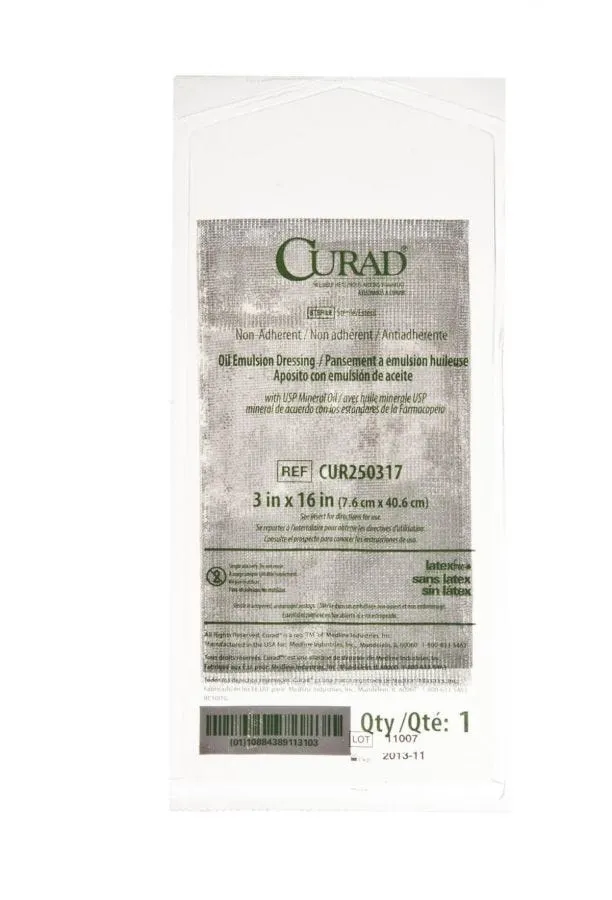 Medline CURAD Sterile Oil Emulsion Gauze: 3" x 16", 36 Count