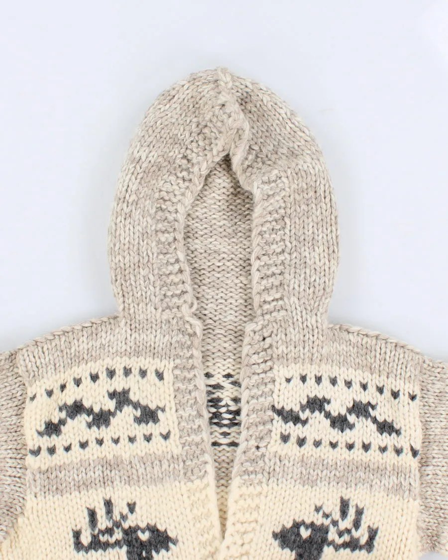 Men's Hand Knit Cream Chunky cardigan - M