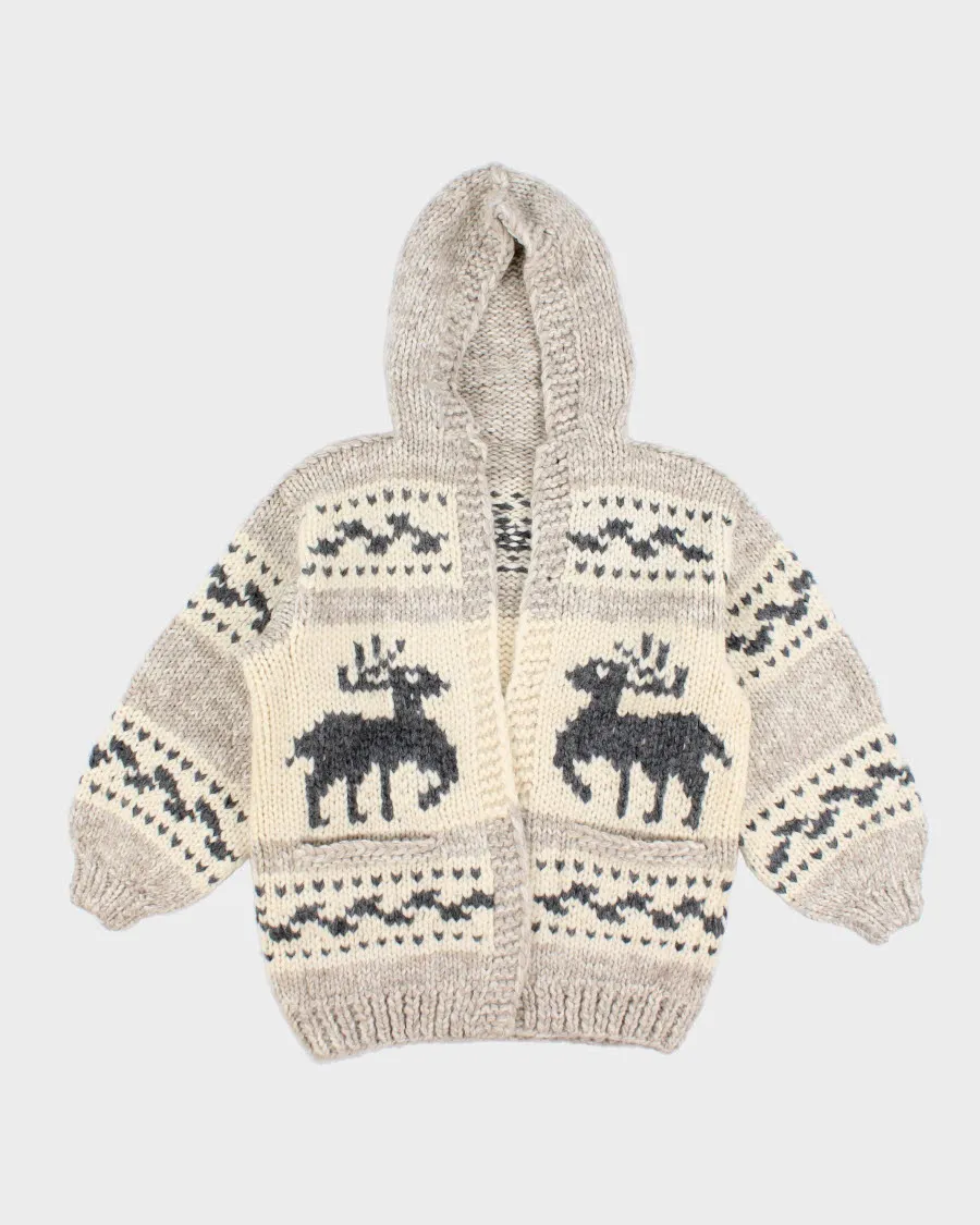 Men's Hand Knit Cream Chunky cardigan - M