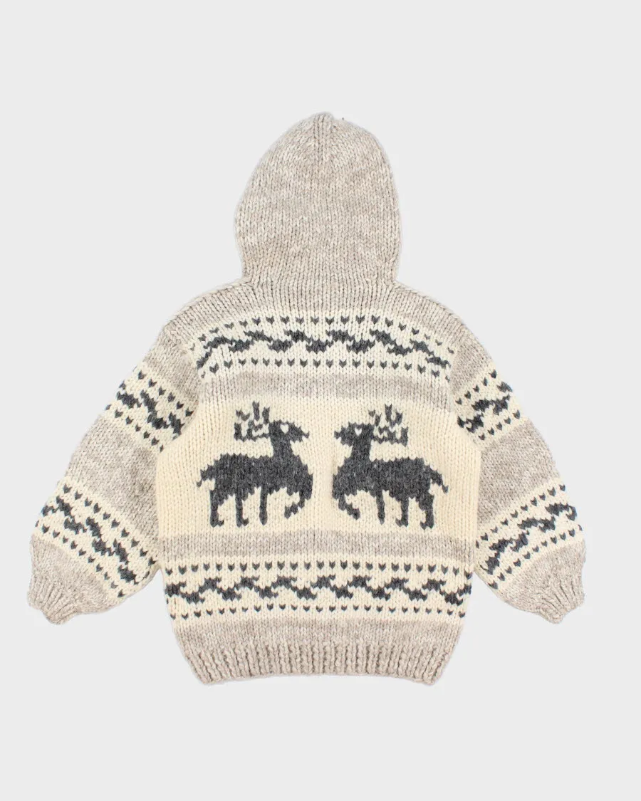 Men's Hand Knit Cream Chunky cardigan - M