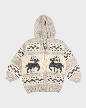 Men's Hand Knit Cream Chunky cardigan - M