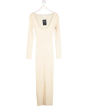 Meshki Cream Rib Knit Scoop Neck Maxi Dress UK L