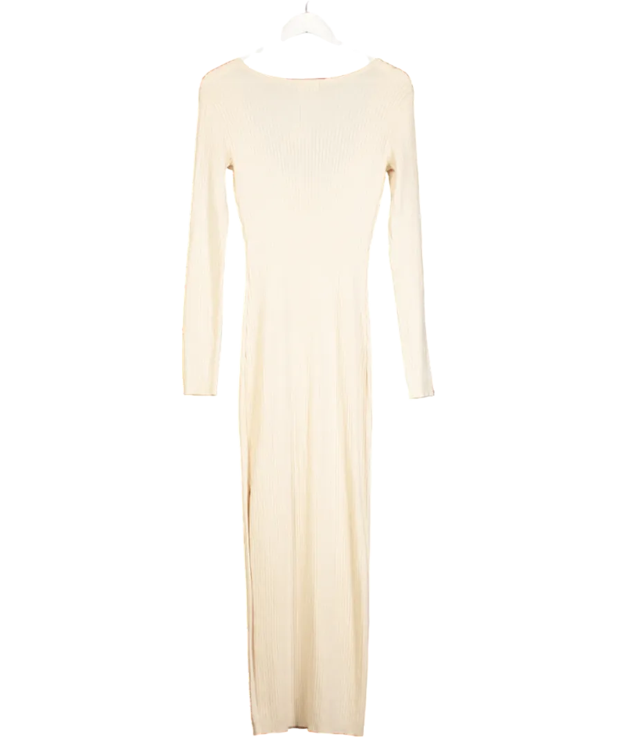 Meshki Cream Rib Knit Scoop Neck Maxi Dress UK L