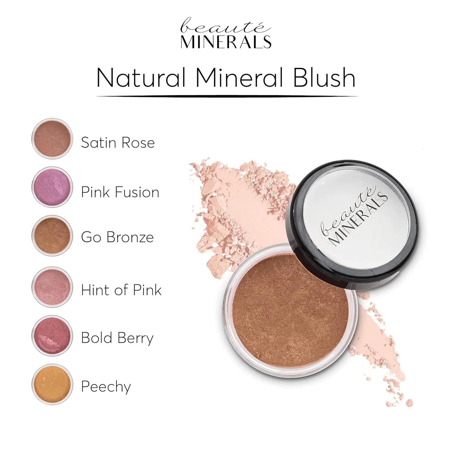 Mineral Blush Powder by Beaut Minerals | Gluten Free Pressed Powder Blush Makeup: Natural Makeup Contour Blush and Highlighter Palette for Glowing Skin, Body Shimmer, Lip and Cheek Tint Go Bronze