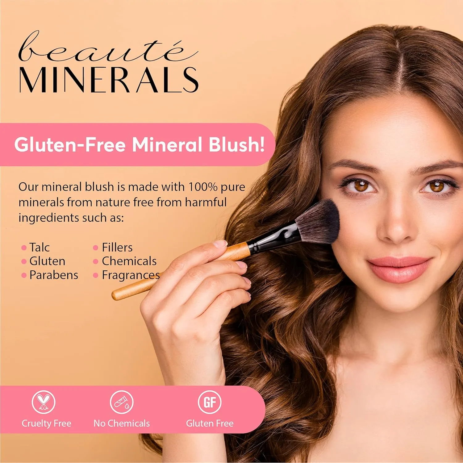 Mineral Blush Powder by Beaut Minerals | Gluten Free Pressed Powder Blush Makeup: Natural Makeup Contour Blush and Highlighter Palette for Glowing Skin, Body Shimmer, Lip and Cheek Tint Go Bronze