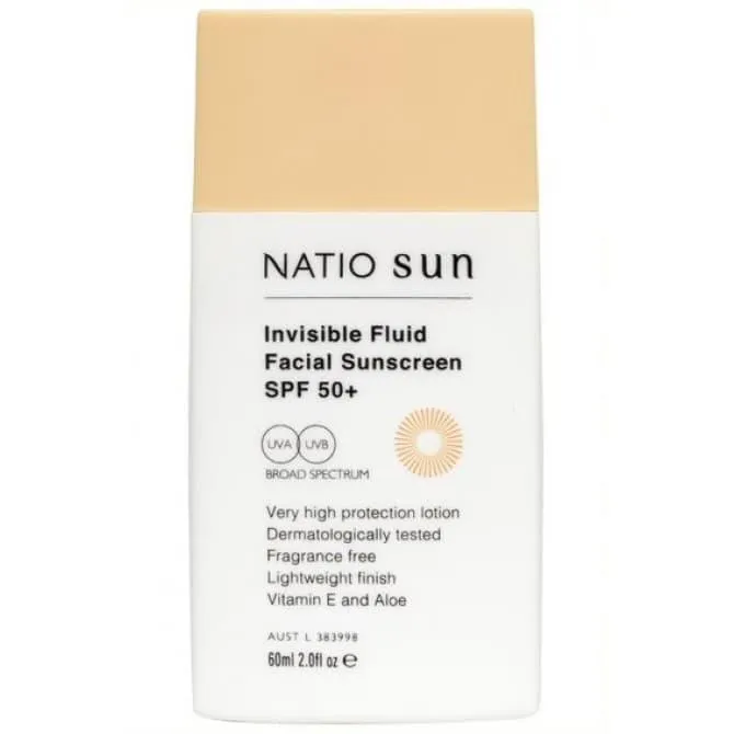 Natio Sun Invisible Fluid Facial Sunscreen SPF 50  60ml