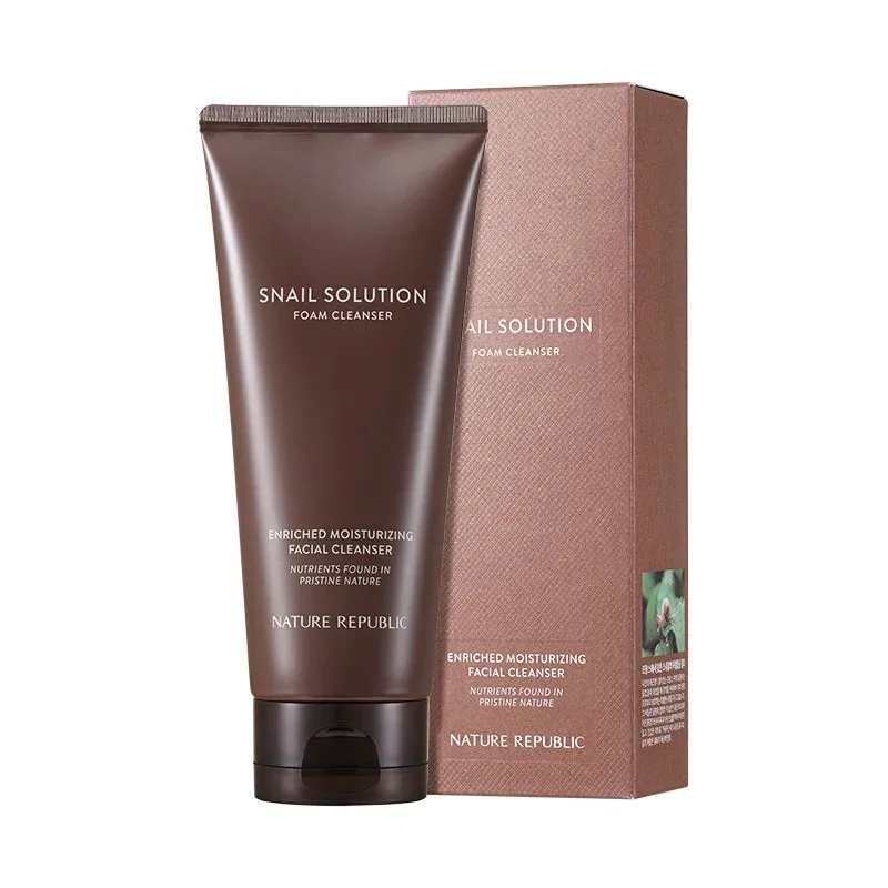 NATURE REPUBLIC Snail Solution Foam Cleanser Enriched Moisturizing Facial Cleancer غسول البشرة بهلام الحلزون