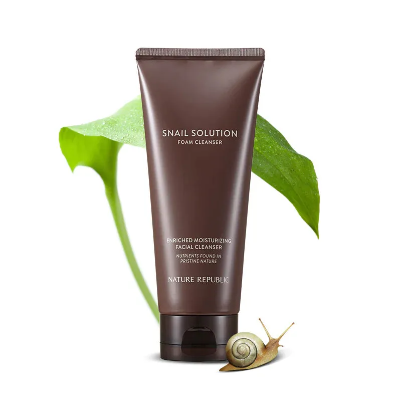 NATURE REPUBLIC Snail Solution Foam Cleanser Enriched Moisturizing Facial Cleancer غسول البشرة بهلام الحلزون