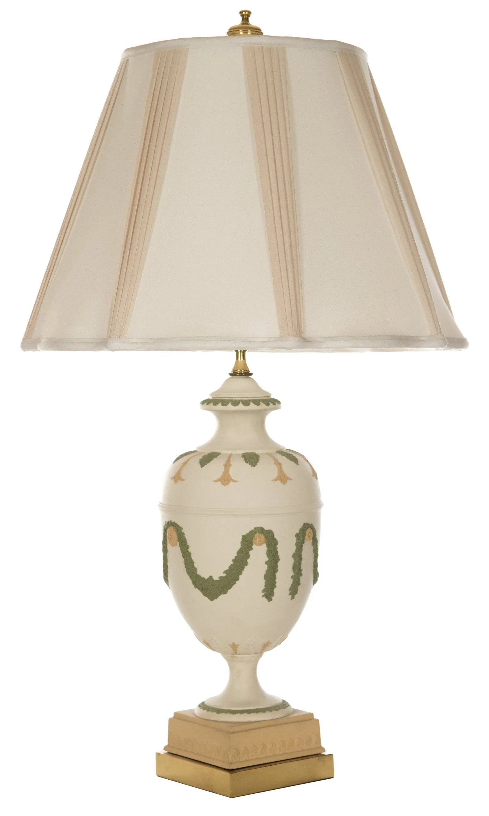 Neoclassical-style Ceramic Table Lamp with Garlands