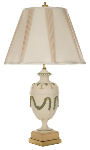 Neoclassical-style Ceramic Table Lamp with Garlands