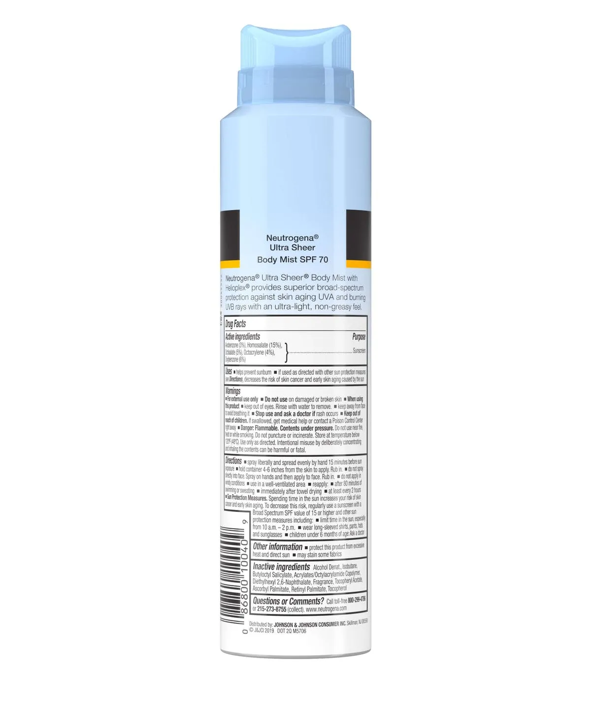 Neutrogena Ultra Sheer Lightweight Sunscreen Spray, SPF 70