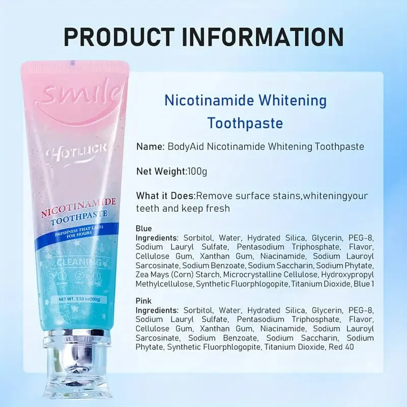 Niacinamide Intensive Whitening Toothpaste - Fresh Breath, Remove Tooth Stains
