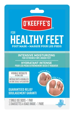 O'Keeffe's Healthy Feet Intensive Moisturizing Foot Mask, Hydrating Repair for Dry, Cracked Feet, One Pair Single-Use Socks, (Pack of 1), 107472