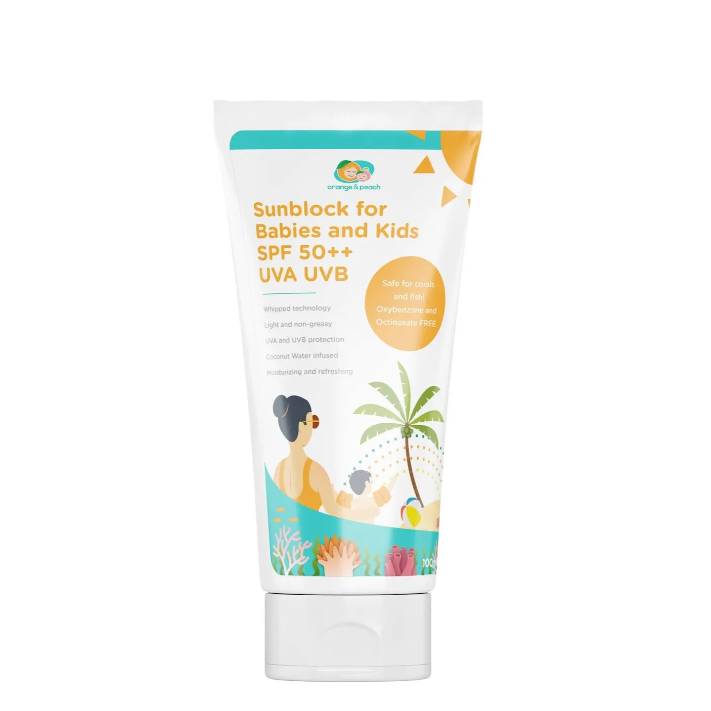Orange & Peach Sun Block for Babies and Kids SPF 50  
