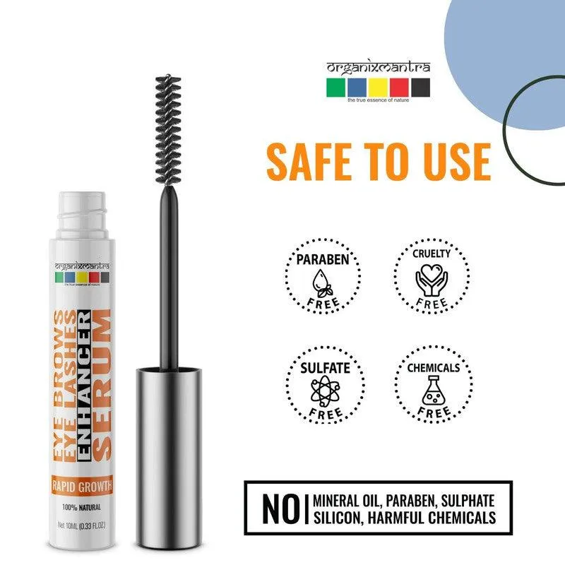 Organix Mantra Eyebrow Eyelashes Growth Serum with Jamaican Castor Oil, Moroccan Argan Oil, Grapeseed Oil, Black Seed Oil, Almond Oil, Vitamin E, Rose Oil, Sandalwood Oil, & Chamomile Oil, 10ML