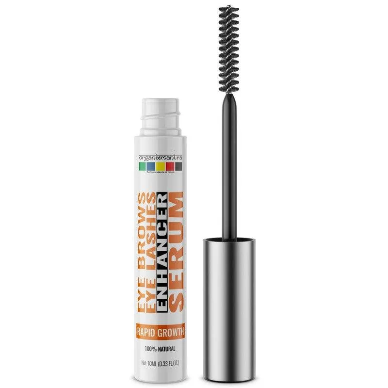Organix Mantra Eyebrow Eyelashes Growth Serum with Jamaican Castor Oil, Moroccan Argan Oil, Grapeseed Oil, Black Seed Oil, Almond Oil, Vitamin E, Rose Oil, Sandalwood Oil, & Chamomile Oil, 10ML