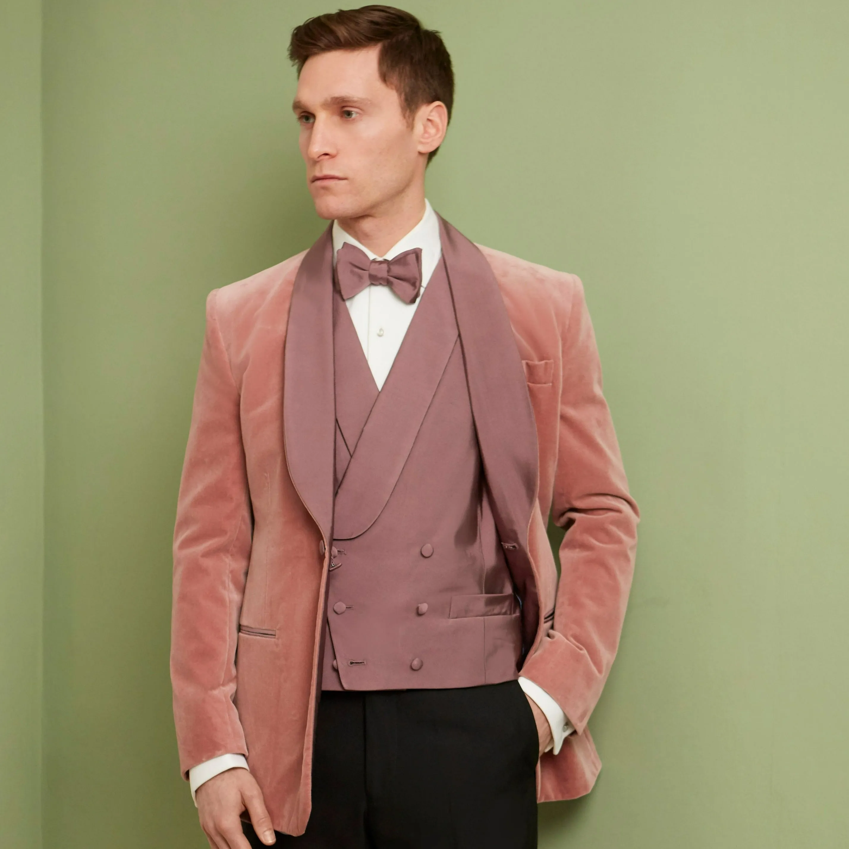 Pink Grosgrain Silk Cotton Bow Tie