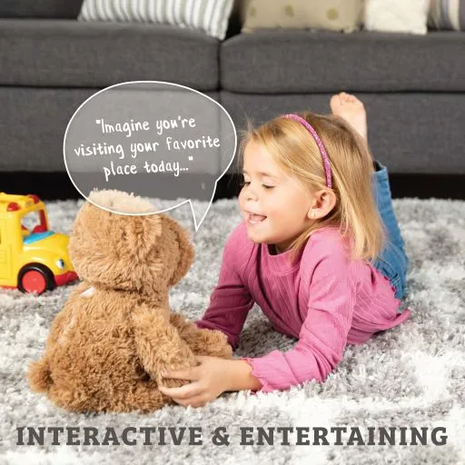 Play Brainy™ Breezy Beez Teddy Bear - Ultra Soft Plush Stuffed Animal with One Press Play Voice Activation Self-Soothing & Calming Techniques