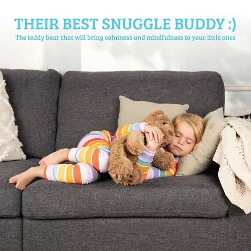 Play Brainy™ Breezy Beez Teddy Bear - Ultra Soft Plush Stuffed Animal with One Press Play Voice Activation Self-Soothing & Calming Techniques