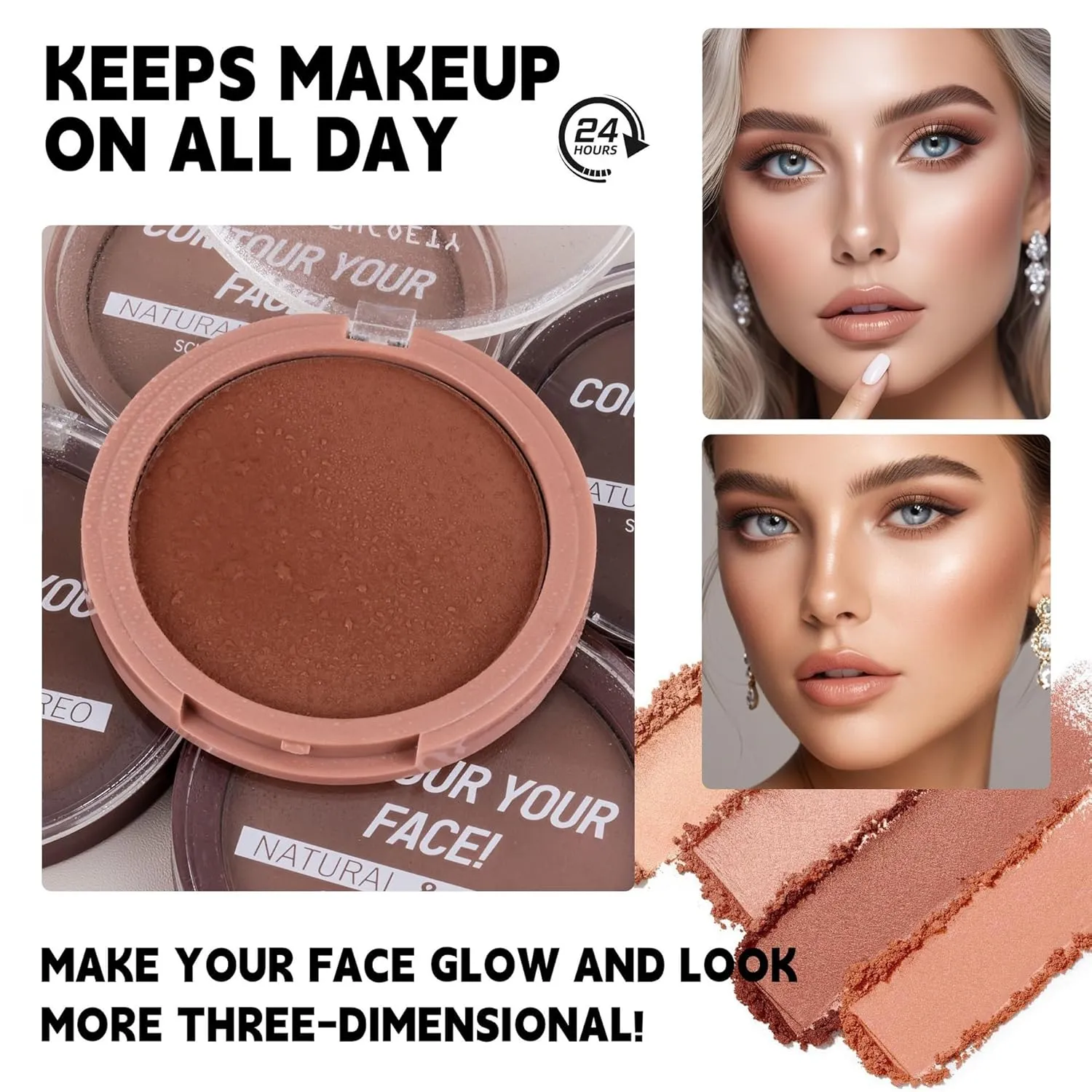 "Invisible Contour Powder"  Non-Caking, Transfer-Resistant, Oil-Control, Waterproof & Long-Lasting Setting Powder,For All Skin Types (#03, 0.35 oz)