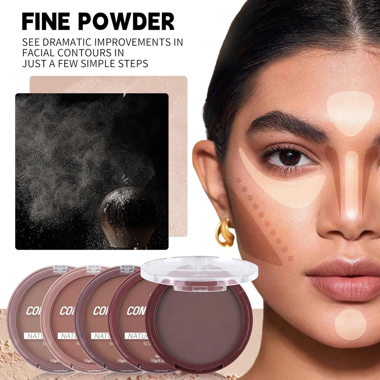 "Invisible Contour Powder"  Non-Caking, Transfer-Resistant, Oil-Control, Waterproof & Long-Lasting Setting Powder,For All Skin Types (#03, 0.35 oz)