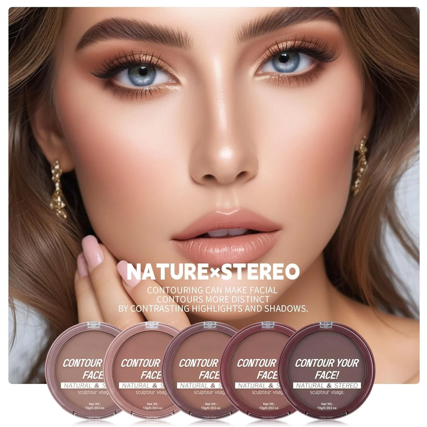 "Invisible Contour Powder"  Non-Caking, Transfer-Resistant, Oil-Control, Waterproof & Long-Lasting Setting Powder,For All Skin Types (#03, 0.35 oz)