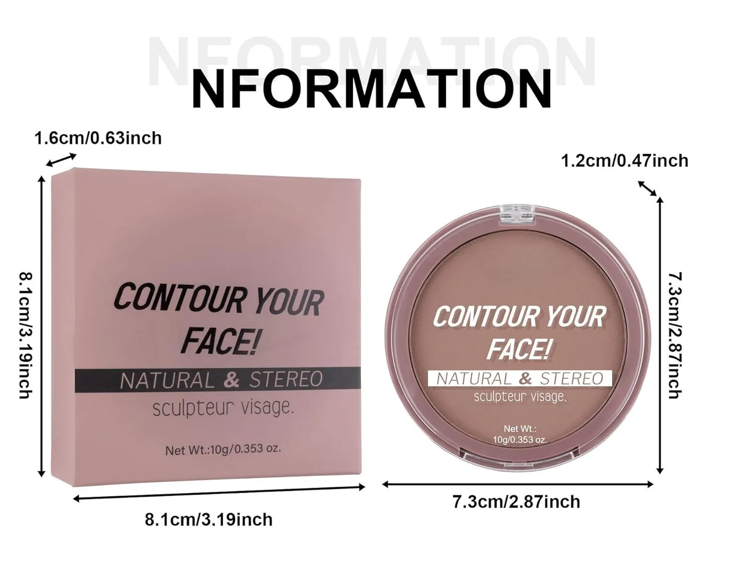 "Invisible Contour Powder"  Non-Caking, Transfer-Resistant, Oil-Control, Waterproof & Long-Lasting Setting Powder,For All Skin Types (#03, 0.35 oz)