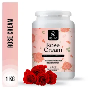 Rubz Rose Cream with Rose Extract & Vitamin - E | Deep Moisturizing with Instant Hydration | Best Body Cream for Women & Men | 1 Kg