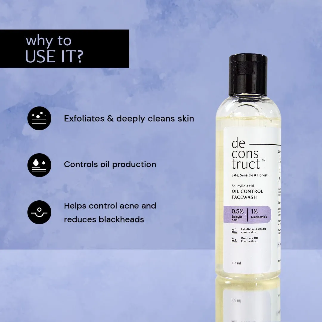 Salicylic Acid Oil Control Face Wash For Oily Skin - 0.5% Salicylic acid and 1% Niacinamide