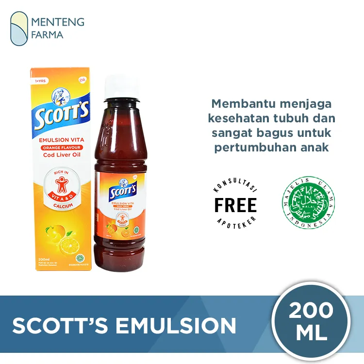 Scott's Emulsion 200 Ml - Suplemen Untuk Pertumbuhan Tinggi Badan Anak
