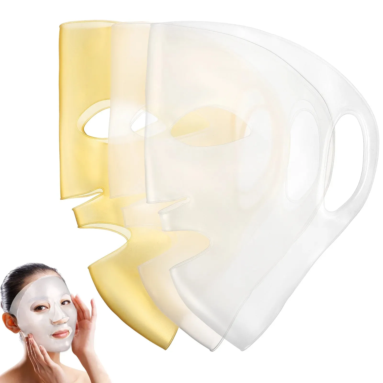 Silicone Face Mask Covers (3-Pack) - Reusable Moisturizing Beauty Mask Covers