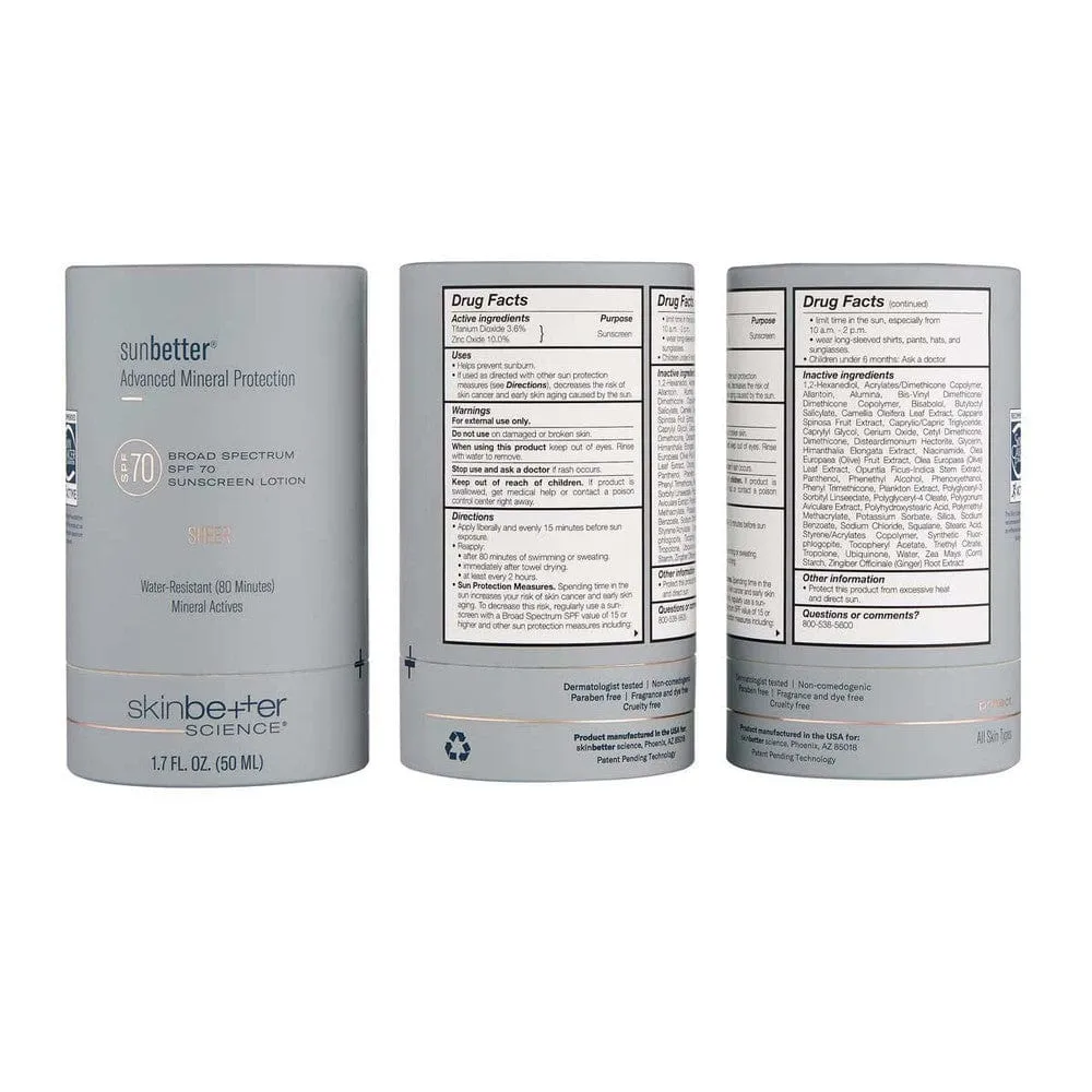 SkinBetter sunbetter SHEER SPF 70 Sunscreen Lotion