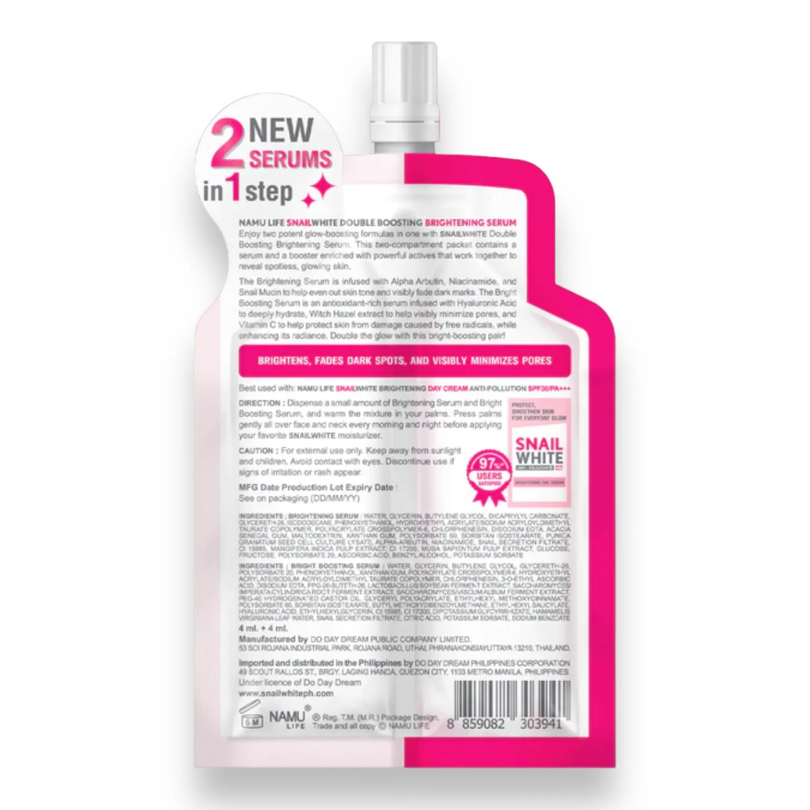 Snailwhite Double 2X Boosting Brightening Serum 4 ML   4 ML ( SACHET PINK )