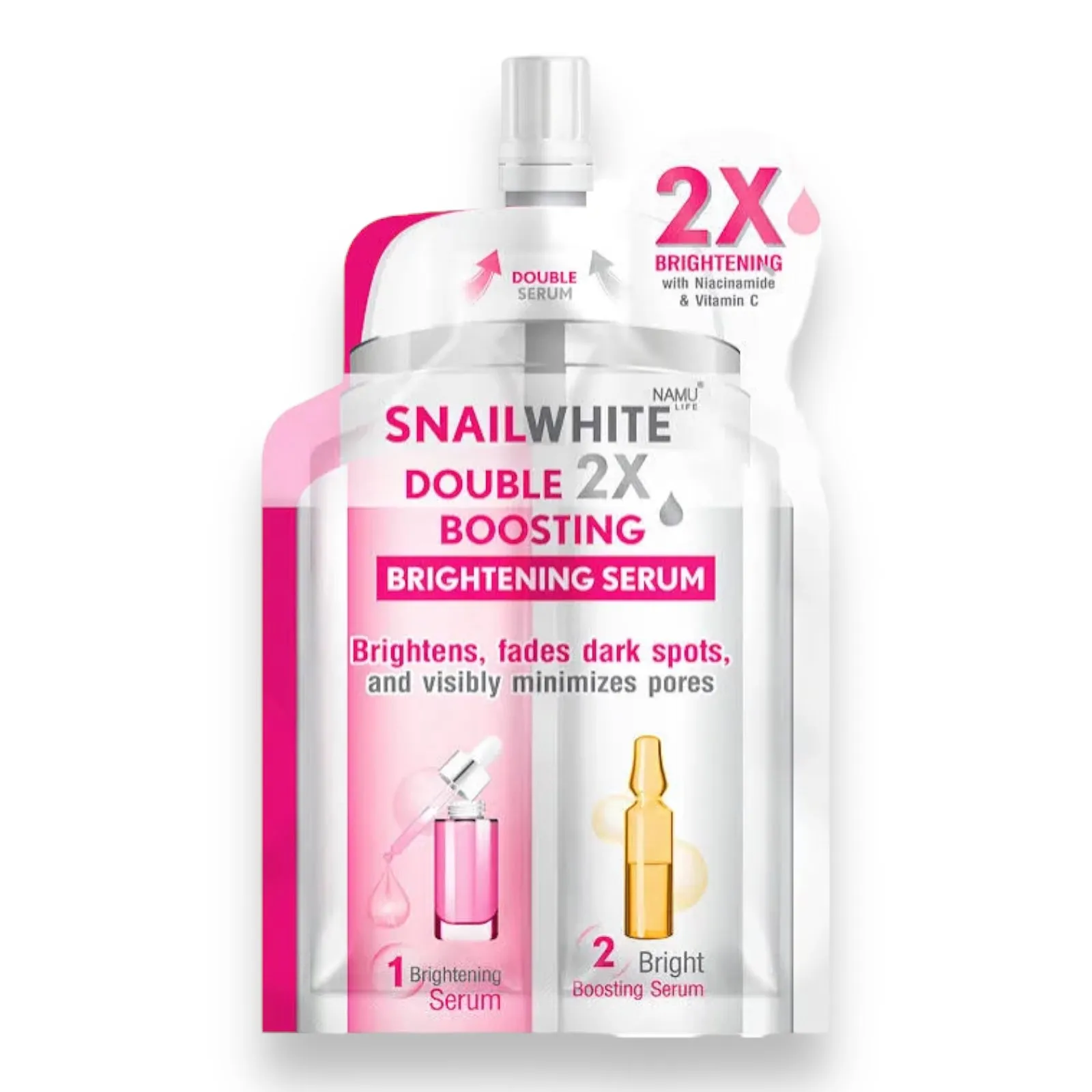 Snailwhite Double 2X Boosting Brightening Serum 4 ML   4 ML ( SACHET PINK )