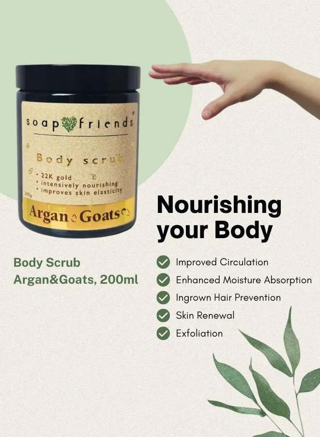 Soap&Friends Argan & Goats Body Scrub , Improves Skin Elasticity | 200 ml